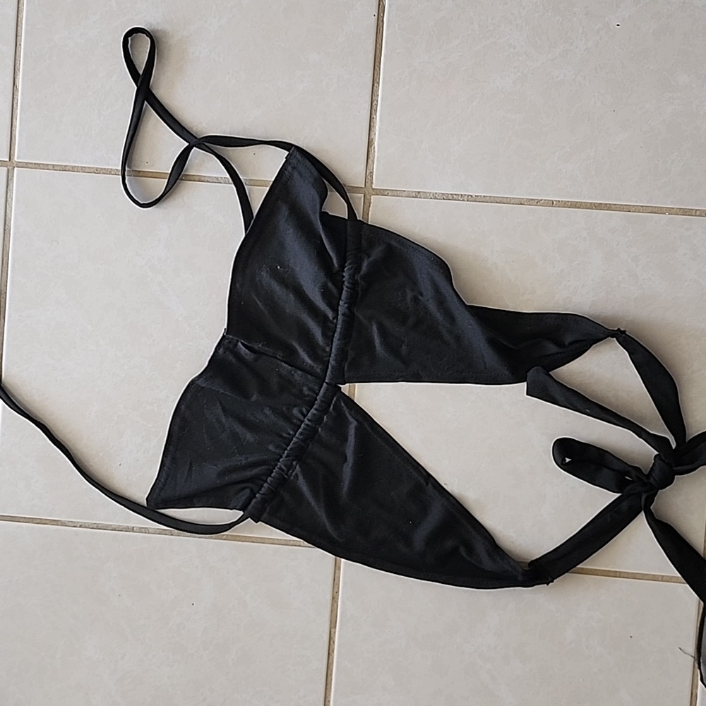 Sexy Black Crop Top Poly Feels Like Cotton Adjustable Strings